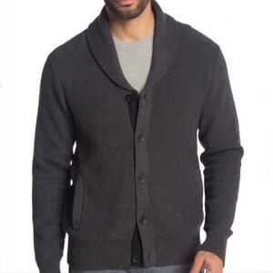 Rag & Bone Cardiff Merino Wool Shawl Cardigan Sweater Charcoal Grey Mens XL